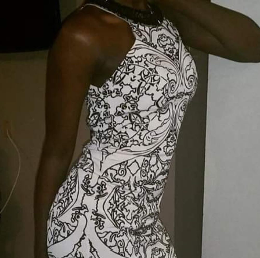 Light Pink & black formal dress by Wendye Chaitin
